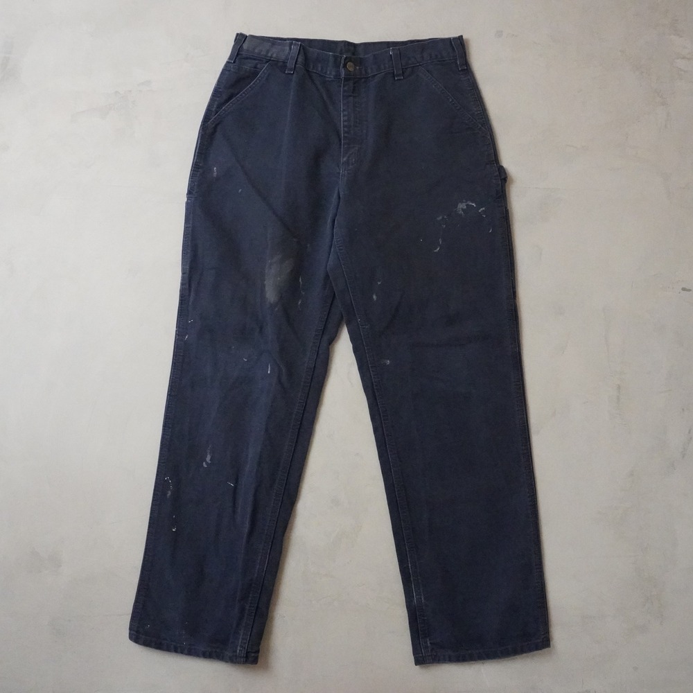 Vintage Carhartt Carpenter Pants 34x32 Mens Blue Loose Fit Canvas Distressed